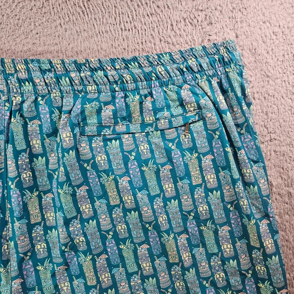 NWT Caribbean Swim Shorts Trunks Men's 4XB Lined Zip Pocket Tribal Cup Green NEW